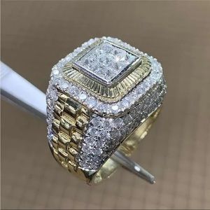 Luxurious Gold Color Natural Birthstone Crystal Ring Ring Luxury Band Jewelry